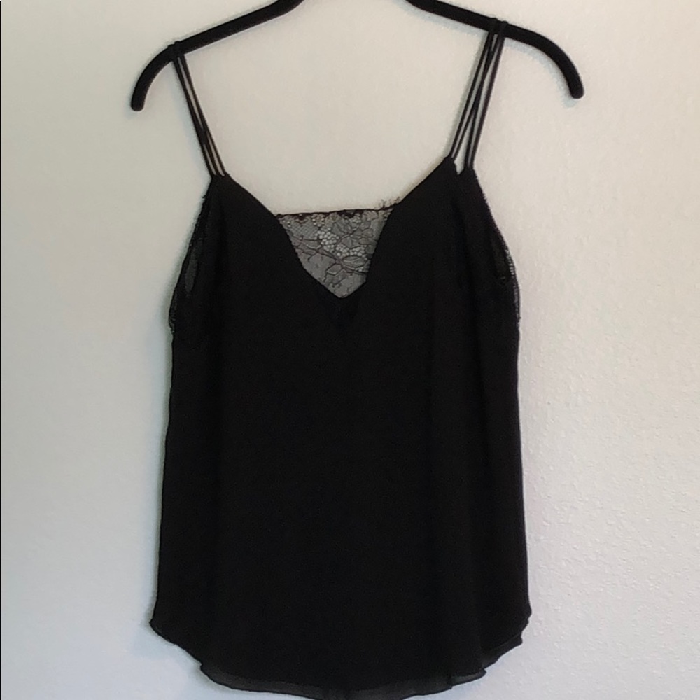 Zara Black Lace Detail Tank Top Size Small S
